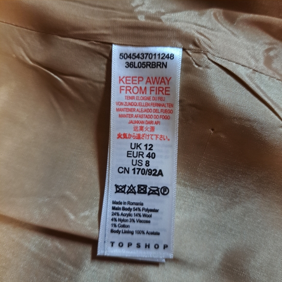 🌸🔥Topshop Women's Brown Botton Houndstood Pattern Blazer size 8 NWT - Picture 8 of 9